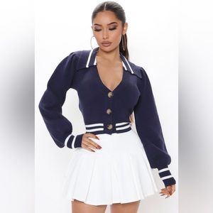 Perfect Attendance Sweater - Navy/combo size S